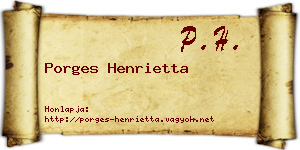 Porges Henrietta névjegykártya